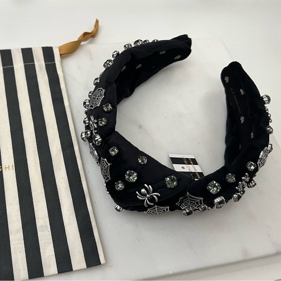 LELE SADOUGHI JET CRYSTAL HALLOWEEN SPIDER COBWEB KNOTTED HEADBAND NWT - Picture 4 of 9